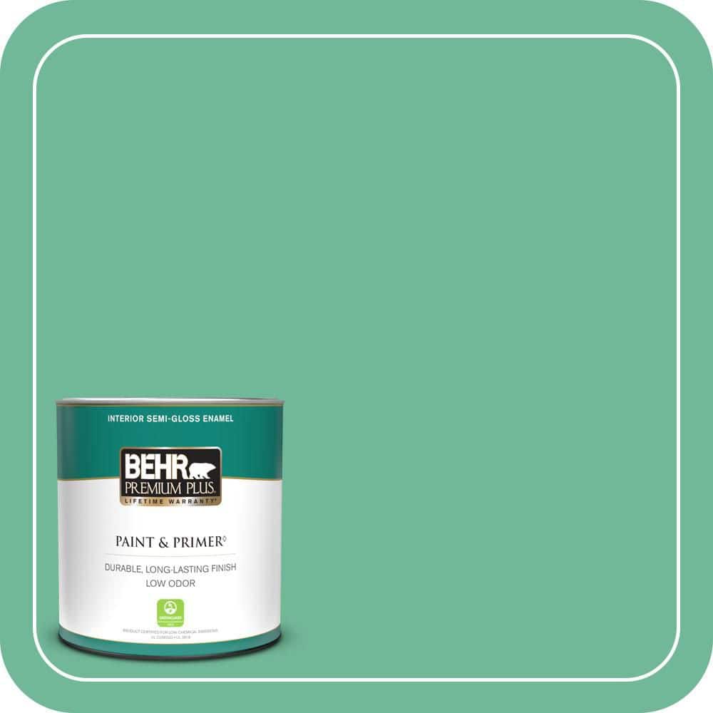 BEHR PREMIUM PLUS 1 qt. #MQ6-41 Farmers Market Semi-Gloss Enamel Low Odor Interior Paint & Primer