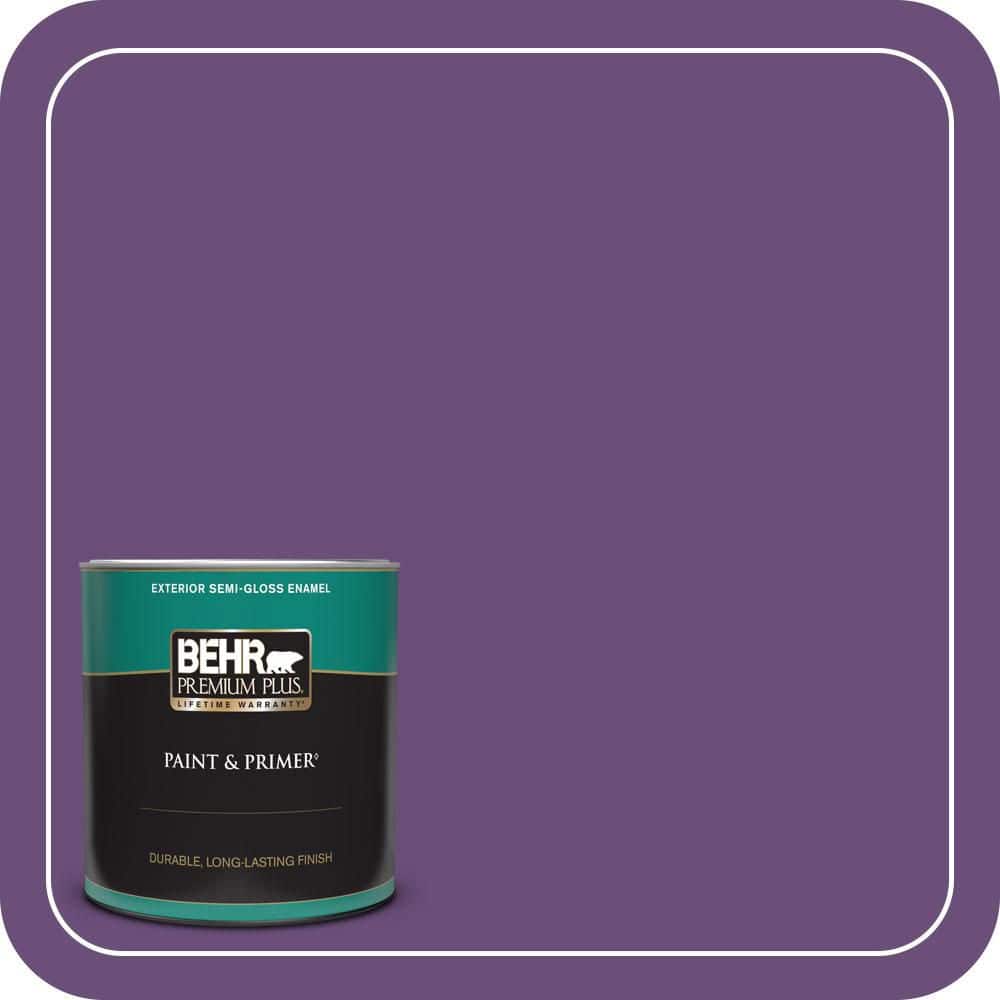 BEHR PREMIUM PLUS 1 qt. #660B-7 Exotic Purple Semi-Gloss Enamel Exterior Paint & Primer