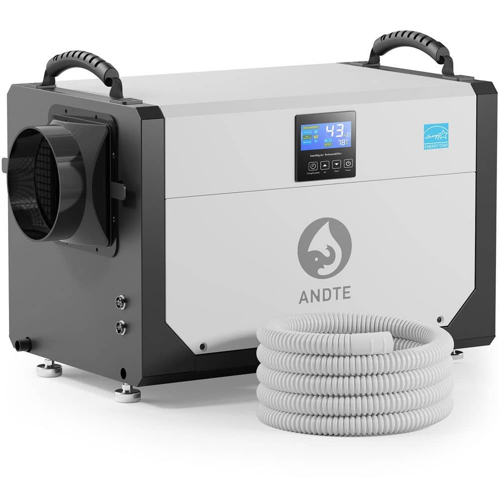 ANDTE 145 pt. 6.000 sq. ft. Bucketless Energy Star Commercial Dehumidifier in. White with Auto Defrost for Basement