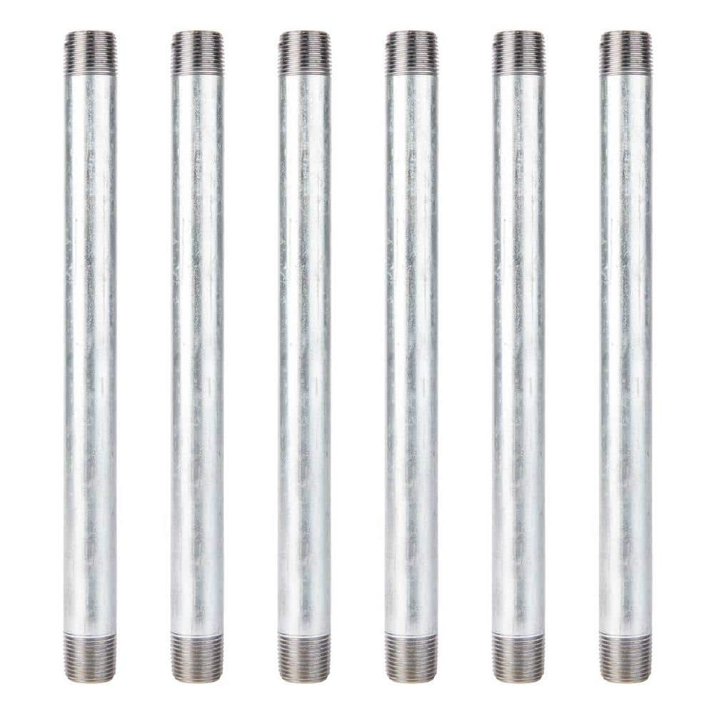 PIPE DECOR 1/2 in. x 10 in. Galvanized Steel Nipple (6-Pack) (1)