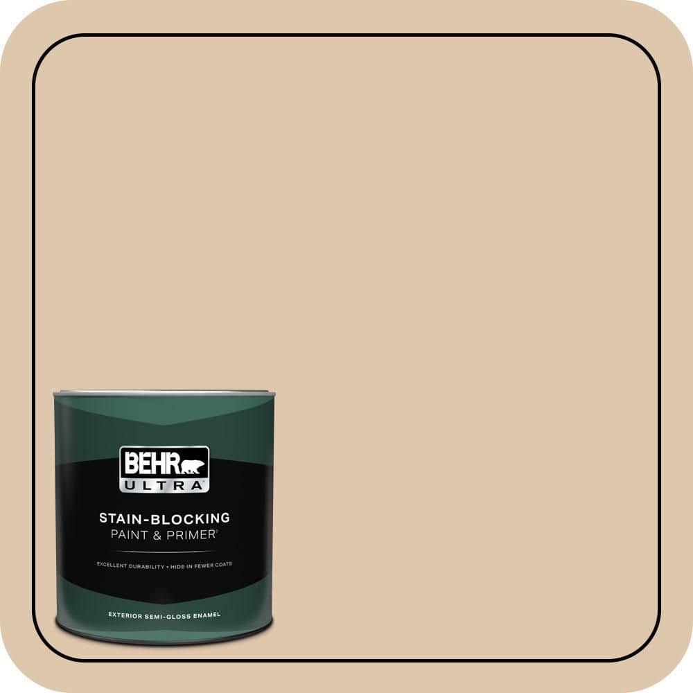 BEHR ULTRA 1 qt. #N260-2 Almond Latte Semi-Gloss Enamel Exterior Paint & Primer