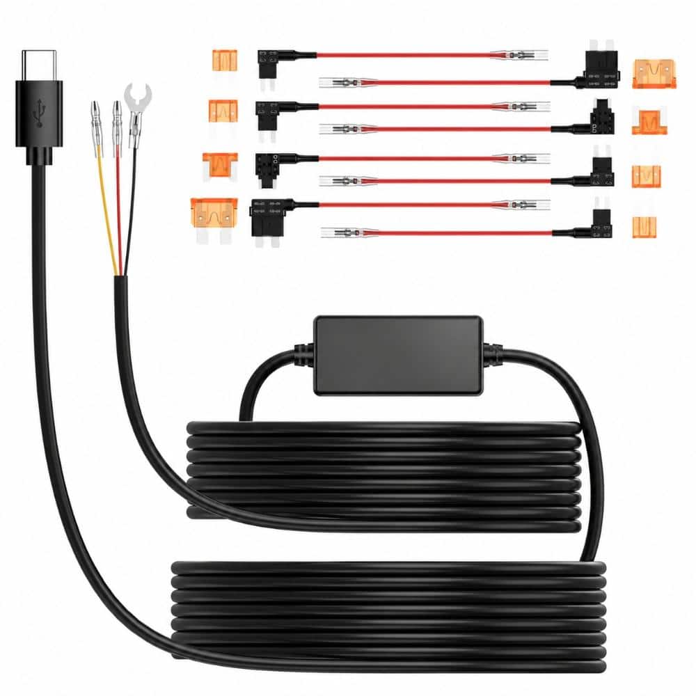 Unbranded 11.5 Ft USB-C Hardwire Kit 12V-24V Input to 5V Output with ACC Function Low Voltage Protection for Dash