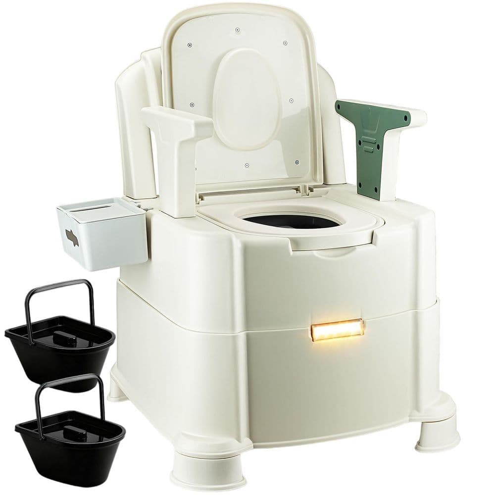 Wudkey 880 lbs. Heavy Duty Bedside Commode, Portable Camping Toilet Seat with Automatic LED Light and Commode Liners (1)
