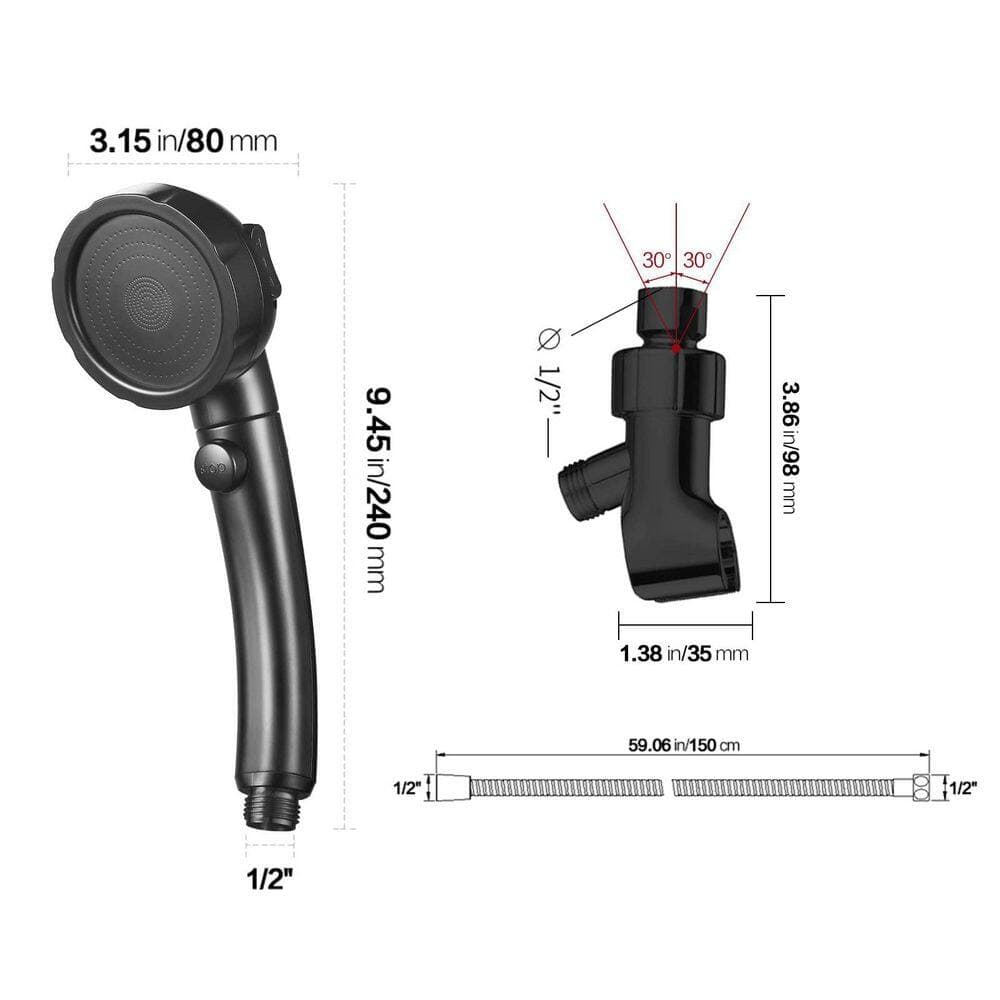 Numhew 1-Piece Bath Hardware Set High Pressure Handheld Shower Head Set with ON/OFF Pause Switch for Bathroom (2)