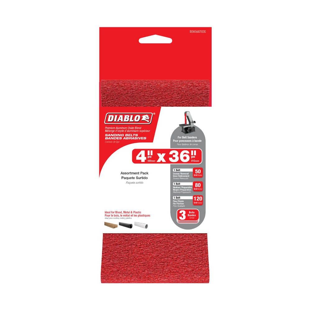 DIABLO 4 in. x 36 in. Assorted Sanding Belts (4)