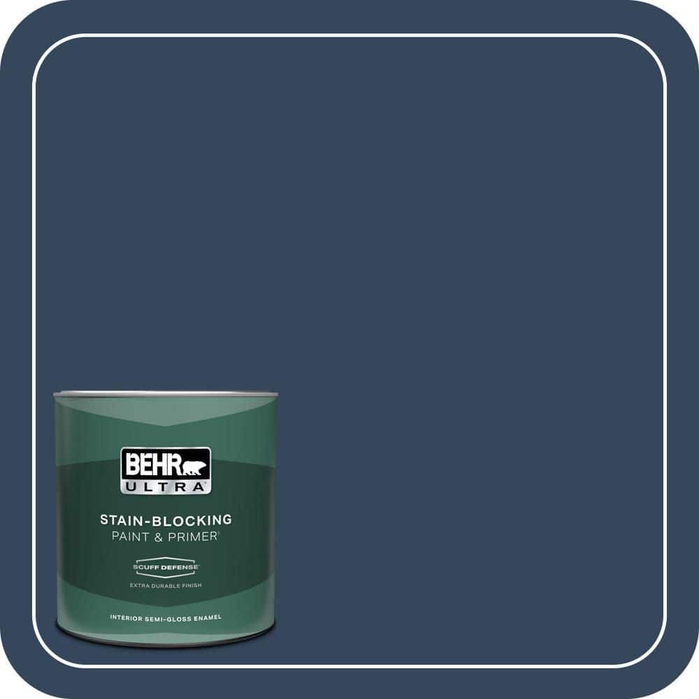 BEHR ULTRA 1 qt. #MQ5-54 Compass Blue Extra Durable Semi-Gloss Enamel Interior Paint & Primer