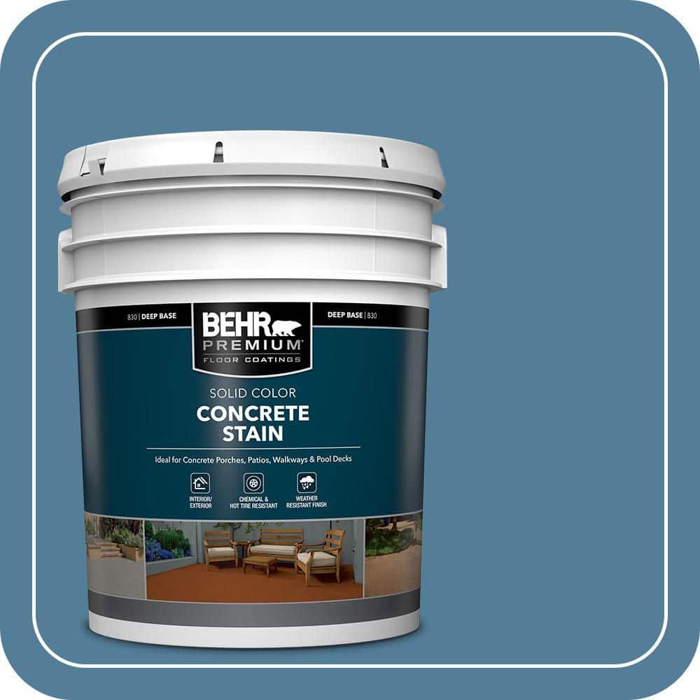 BEHR PREMIUM 5 gal. #PFC-58 Alpine Sky Solid Color Flat Interior/Exterior Concrete Stain