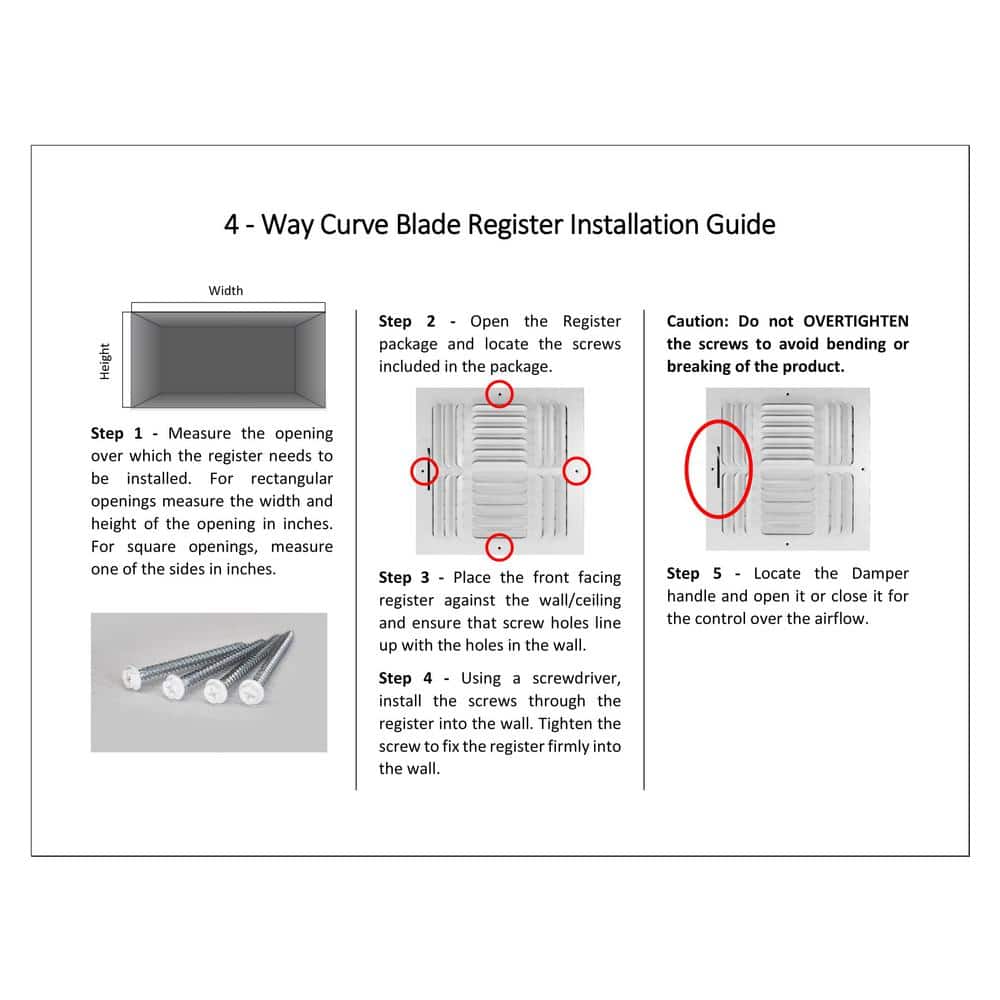 Venti Air 12 in. W x 12 in. H Steel for Ceiling or Sidewall White 4-Way Curve Blade Register (3)