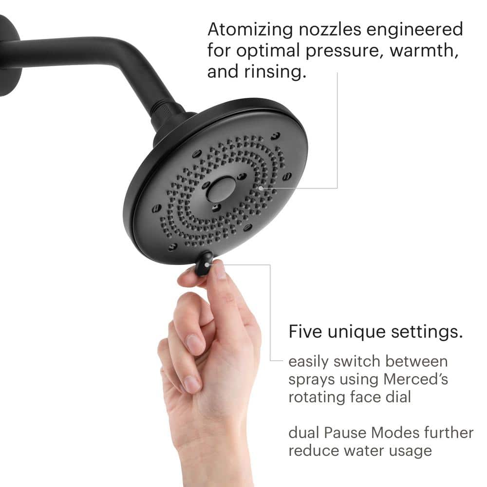 Brondell Nebia Merced 5 Spray Pattern 1.5 GPM 5.3 in. Wall Mount Fixed Showerhead with Water Saving Technology in Brushed Nickel (3)