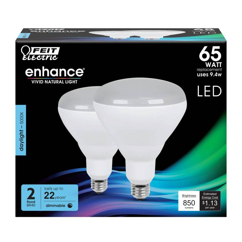 Feit Electric 65-Watt Equivalent BR40 Dimmable 90+ CRI Recessed CEC Title 20 E26 Flood LED Light Bulb, Daylight 5000K (2-Pack) (4)