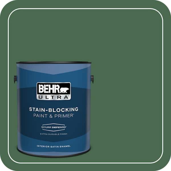 BEHR ULTRA 1 gal. #460D-7 Sabal Palm Extra Durable Satin Enamel Interior Paint & Primer (2)