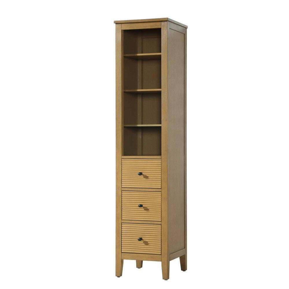 TIMELESS HOME 16 in. W x 18 in. D x 72 in. H Brown Freestanding Linen Cabinet in Honey Teak (2)