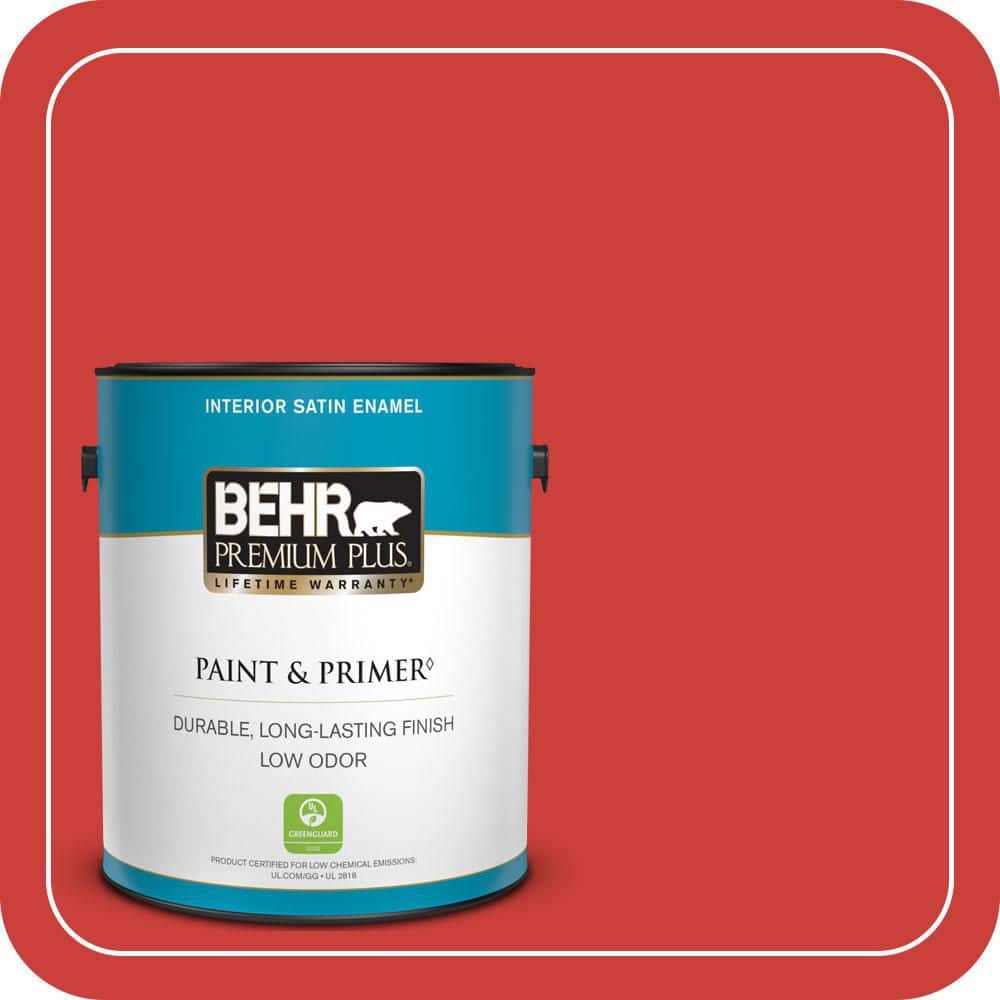 BEHR PREMIUM PLUS 1 gal. #S-G-180 Grenadine Satin Enamel Low Odor Interior Paint & Primer
