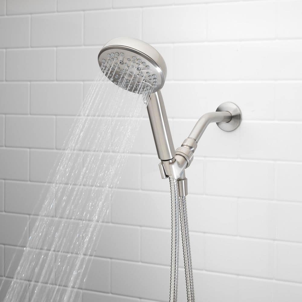 Glacier Bay Adjustable Height Massaging 7-Spray Settings Wall Mounted Handheld Shower Head 1.8 GPM in Brushed Nickel (3)