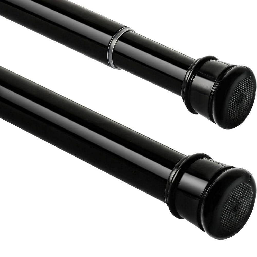 Unbranded 1-Pack Premium 1.70 in. W x 55.40 in. L Matte Black Stainless Steel Adjustable Tension Shower Curtain Liner