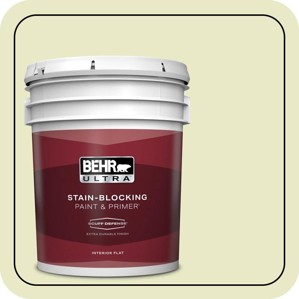 BEHR ULTRA 5 gal. #PPU9-16 Pale Celery Extra Durable Flat Interior Paint & Primer