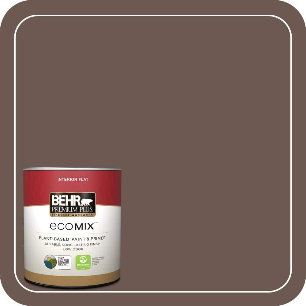 BEHR PREMIUM PLUS 1 qt. #N180-7 Oiled Teak Flat EcoMix Plant-Based Interior Paint & Primer (1)