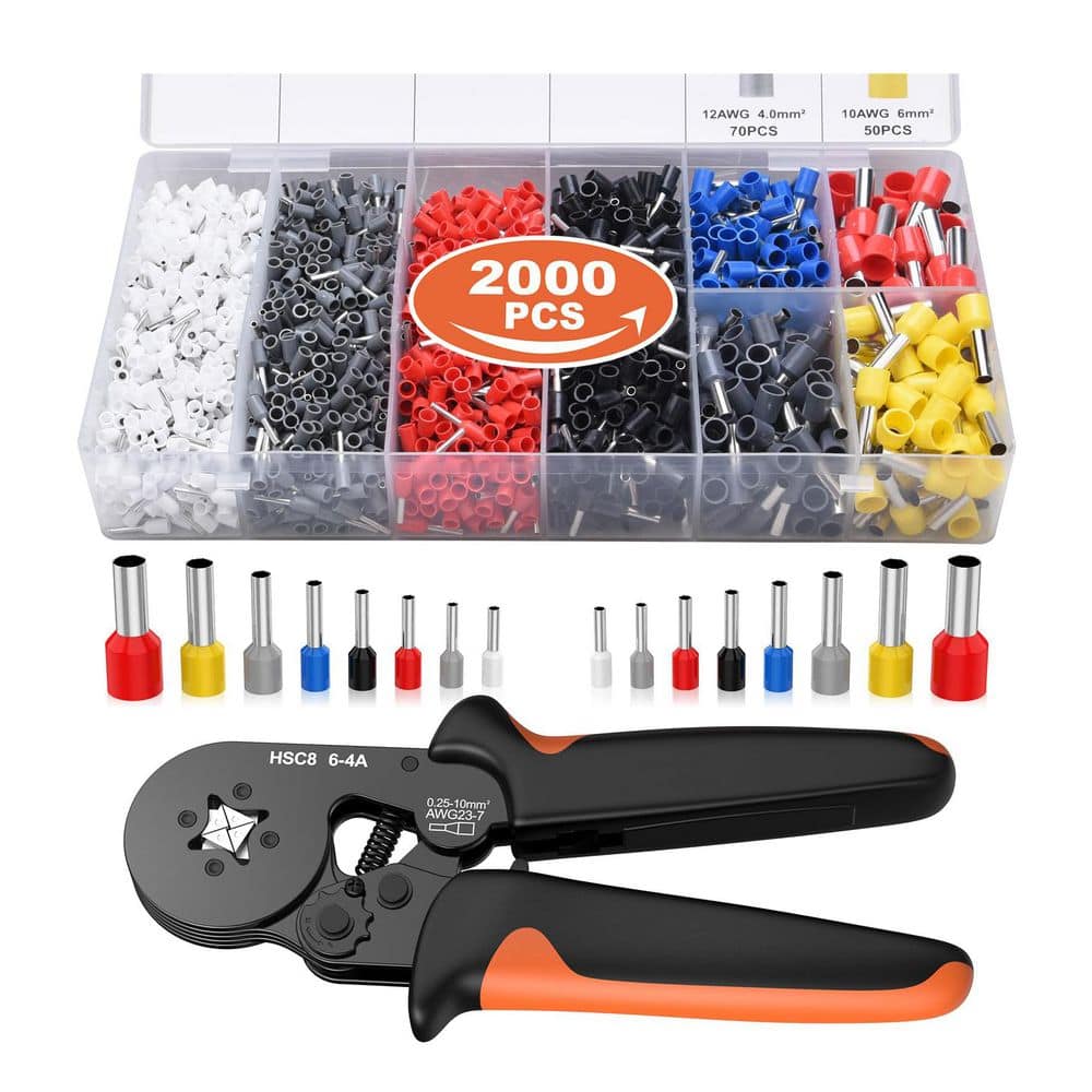 Unbranded Ferrule Crimping Tool Kit with 2000pcs Insulated Wire Connectors, Self-Adjustable Ratchet Crimper Plier Set