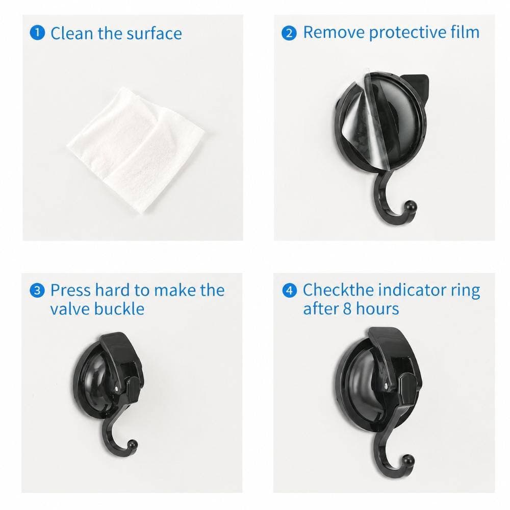 Unbranded Heavy Duty Vacuum Cup Hook 2 Pack for Robe and Towel Hooks No Hole Punched Black-Plated Suction Strength (3)