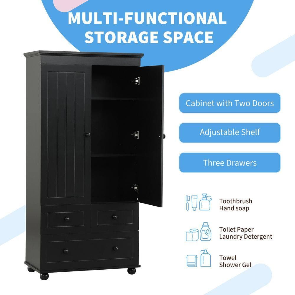 Unbranded 30.6 in. W 15.8 in. D 62.7 in. H Linen Cabinet with 3-Drawer (4)