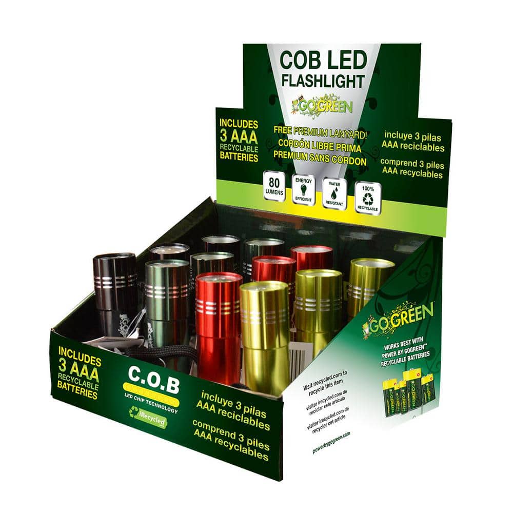 GoGreen Power COB LED Flashlight Display (12-Piece)