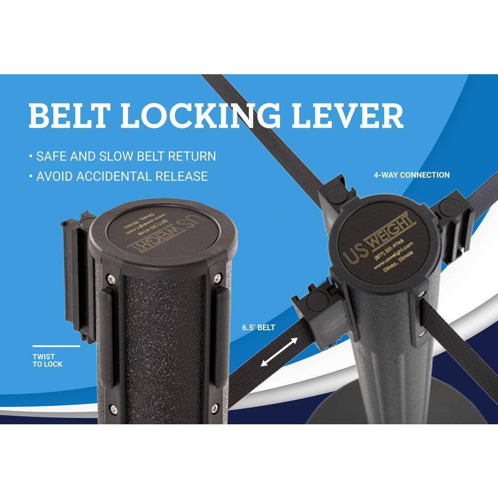 USW US Weight Sentinel Stanchion with 6.5 ft. Black Retractable Belt (2-Pack) (3)