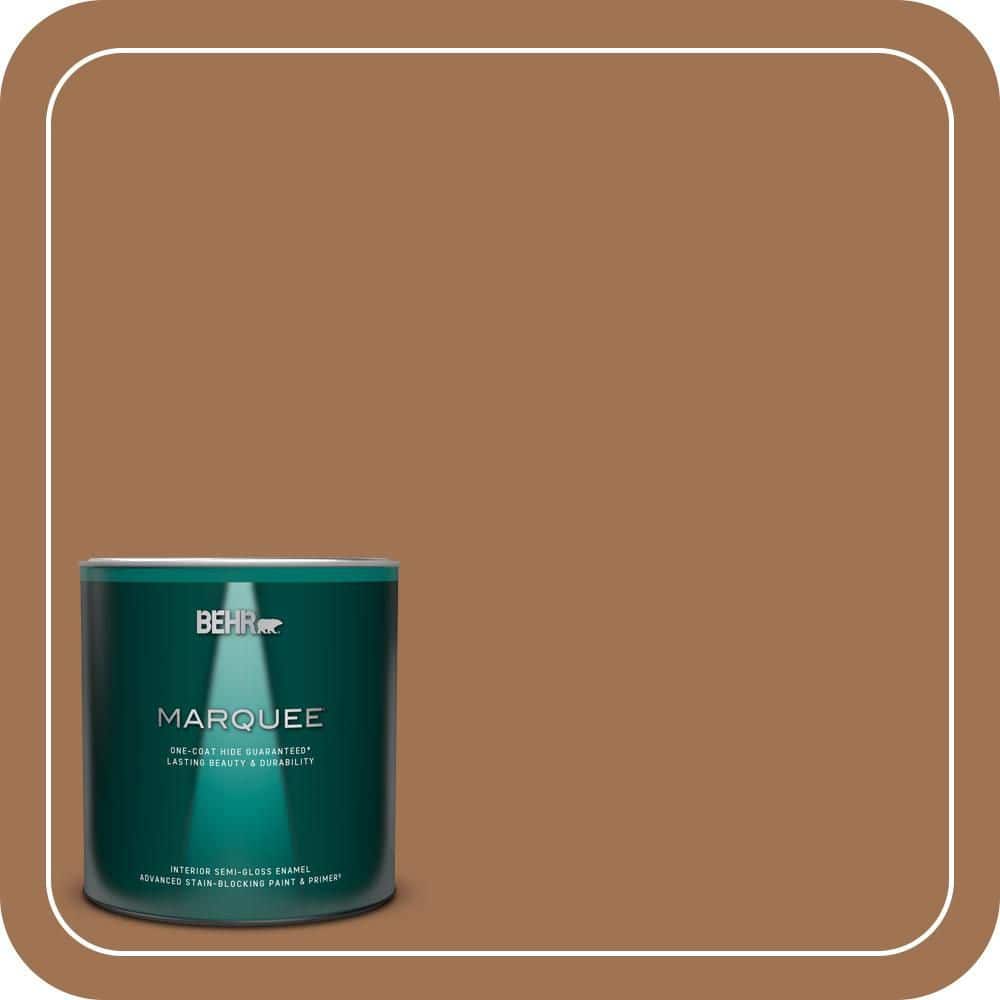 BEHR MARQUEE 1 qt. #S240-6 Ranch Brown Semi-Gloss Enamel Interior Paint & Primer
