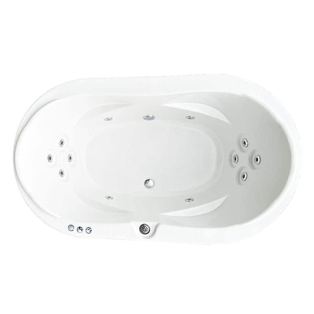 Comfortflo Premier 73 in. 43 in. Acrylic Oval Drop-in Whirlpool Bathtub with Drain (2)