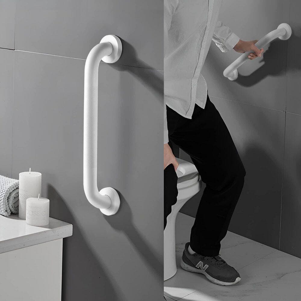 NVNOO 16 in. x 1.25 in. Dia 304-Stainless Steel Anti-Slip Shower Grab Bars for Seniors Elderly, White (2-Pack) (3)