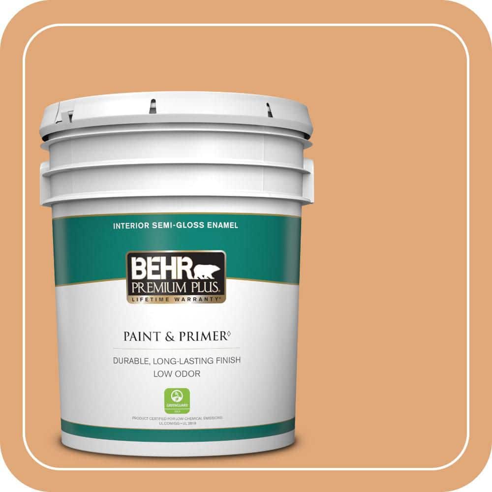 BEHR PREMIUM PLUS 5 gal. #MQ4-36 Thai Ice Tea Semi-Gloss Enamel Low Odor Interior Paint & Primer