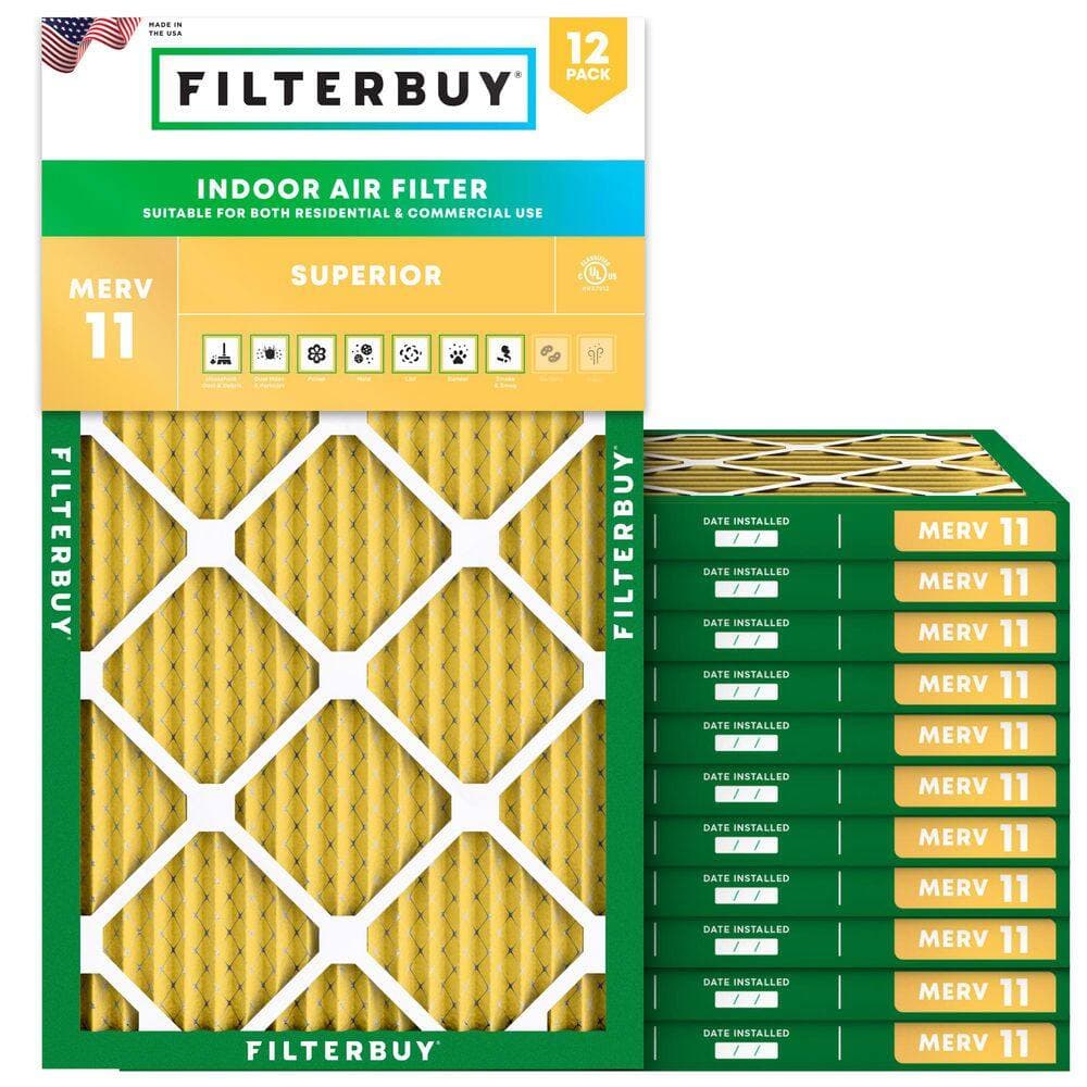 Filterbuy 8 in. x 24 in. x 1 in. MERV 11 (FPR 7) Allergen Defense Pleated HVAC AC Furnace Air Filters Replacement (12-Pack) (1)