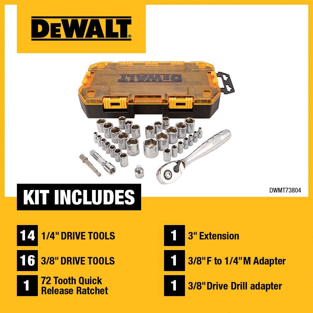 DEWALT 1/4 in. and 3/8 in. Drive Ratchet & Socket Set (34-Piece) (2)