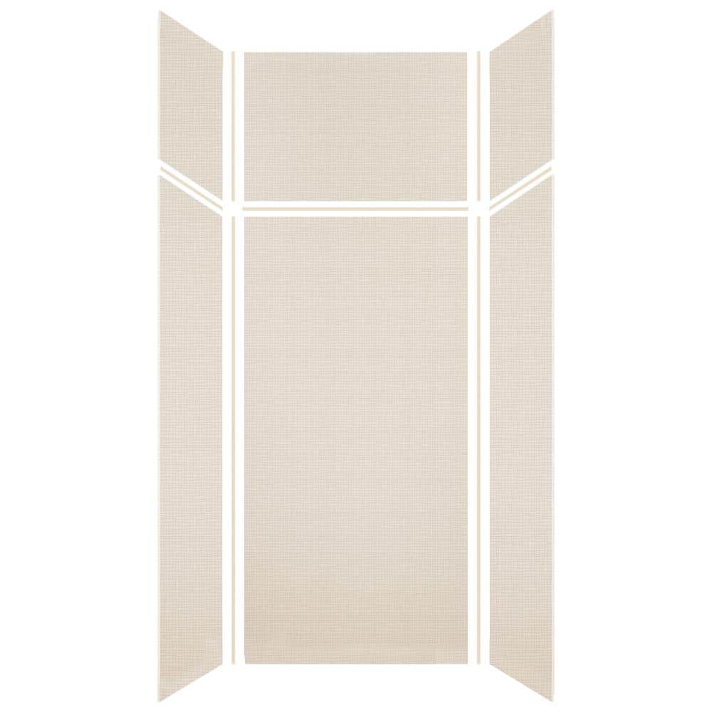 Transolid Expressions 36 in. x 36 in. x 96 in. 4-Piece Easy Up Adhesive Alcove Shower Wall Surround in Cameo (2)