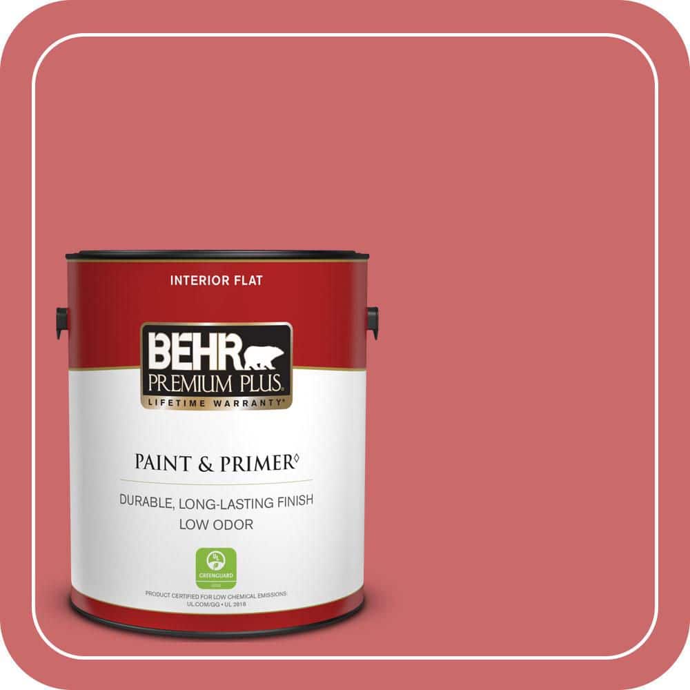 BEHR PREMIUM PLUS 1 gal. #MQ4-02 Strawberry Wine Flat Low Odor Interior Paint & Primer