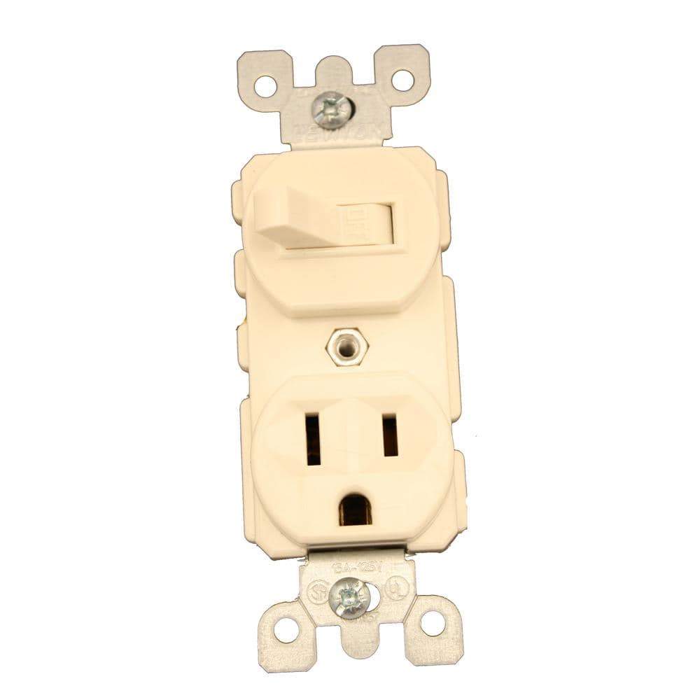 Leviton Commercial Grade Combination Single Pole Toggle Switch and Receptacle, 5225-T (1)