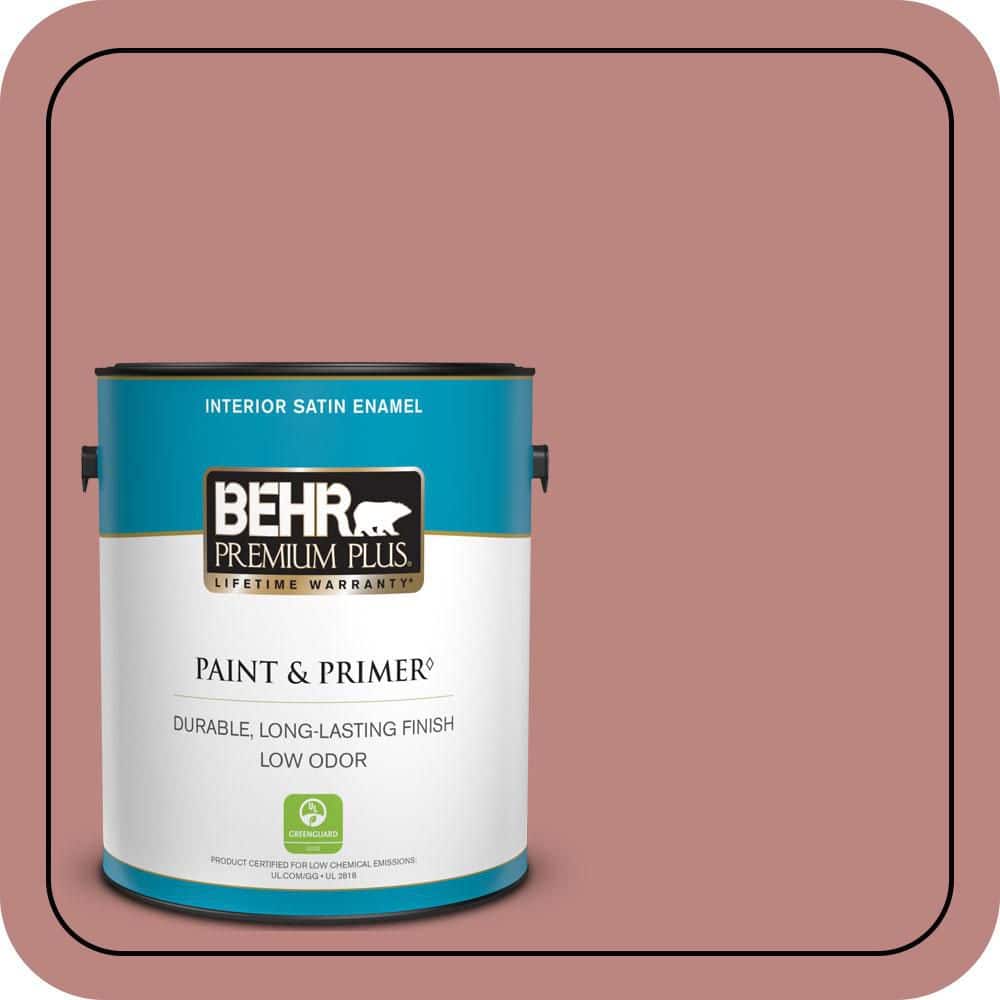 BEHR PREMIUM PLUS 1 gal. #S150-4 Red Clover Satin Enamel Low Odor Interior Paint & Primer