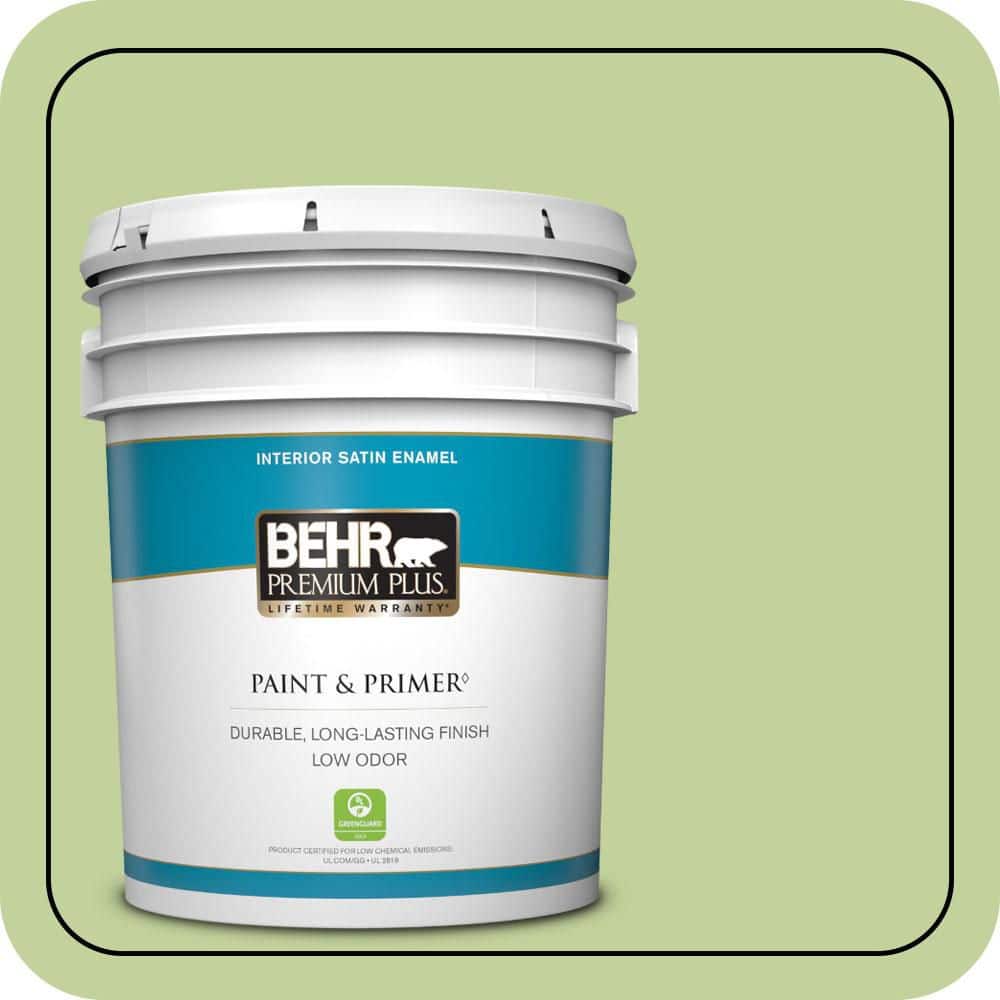 BEHR PREMIUM PLUS 5 gal. #P370-4 Cricket Field Satin Enamel Low Odor Interior Paint & Primer
