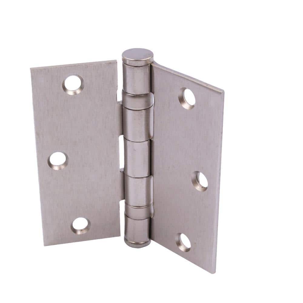 Everbilt 3-1/2 in. Square Radius Satin Nickel Commercial Grade with Ball Bearing Hinge