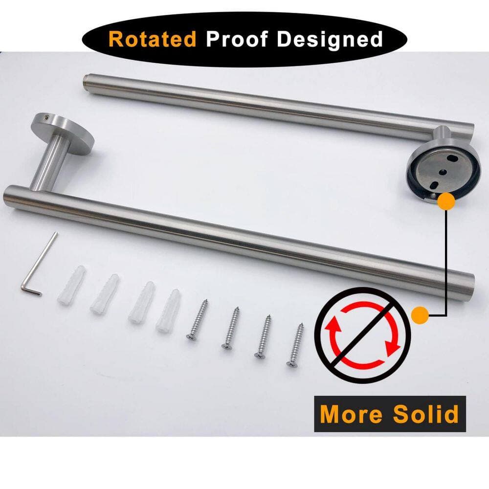 Wudkey Wall Mounted Stainless Steel Bathroom Towel Holder, Bath Towel Bar Single Towel Rack Rod (3)