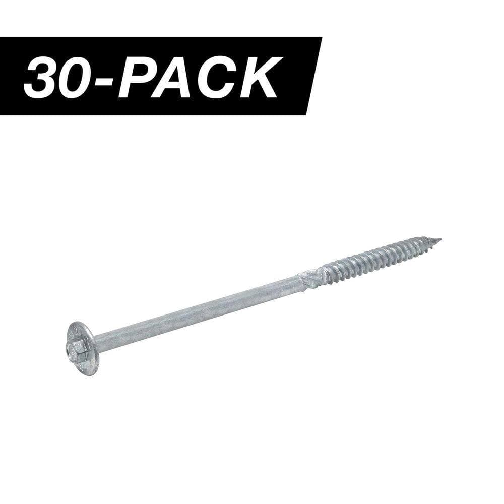 DECKMATE 3/8 in. x 8 in. Hex Washer Head Structural Hot Dipped Galvanized Screw (30-Piece)