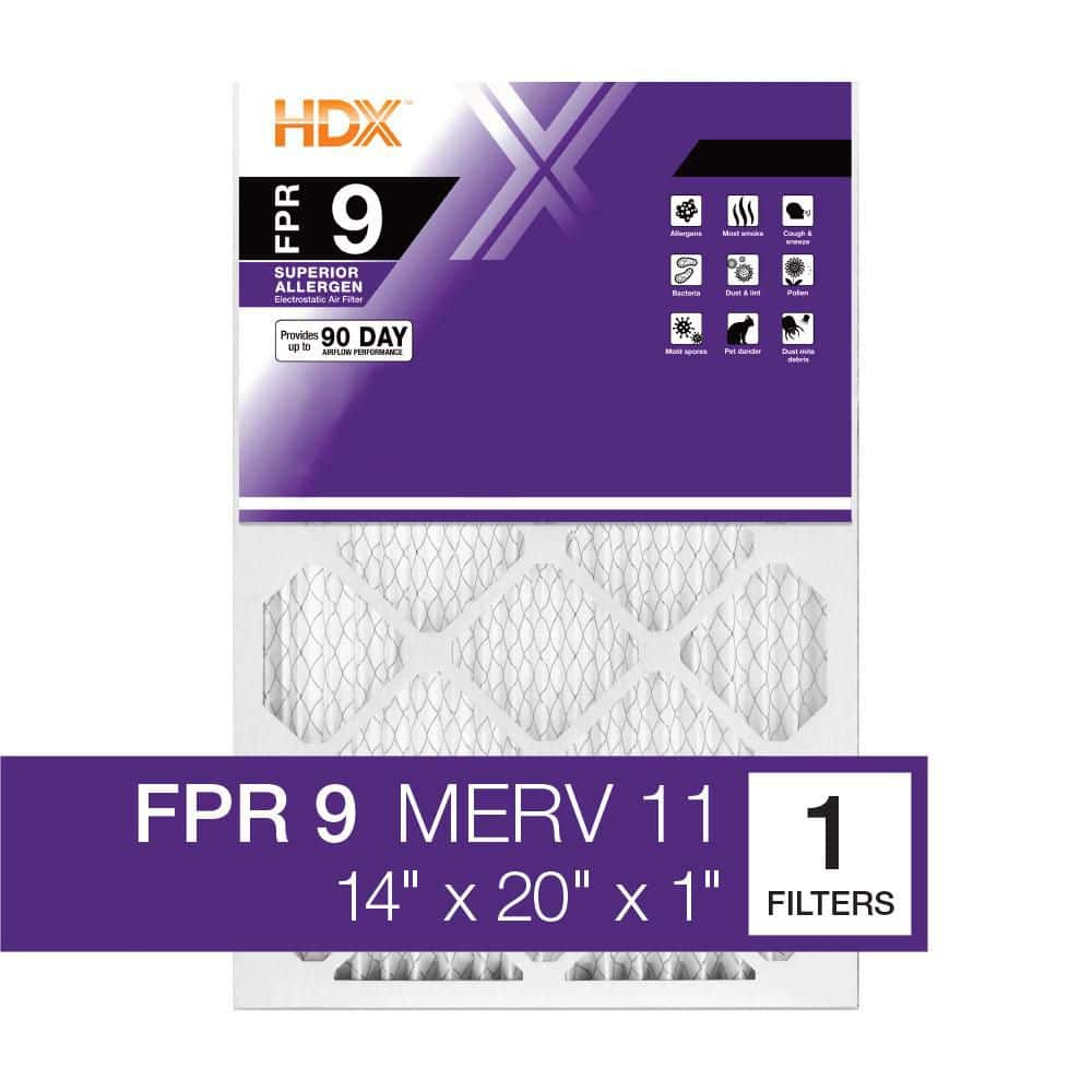 HDX 14 in. x 20 in. x 1 in. Superior Pleated Air Filter FPR 9, MERV 11