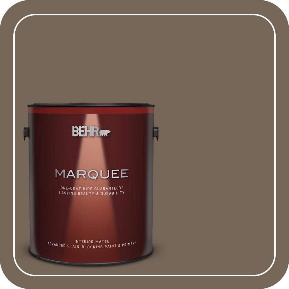 BEHR MARQUEE 1 gal. #N220-6 Landmark Brown One-Coat Hide Matte Interior Paint & Primer