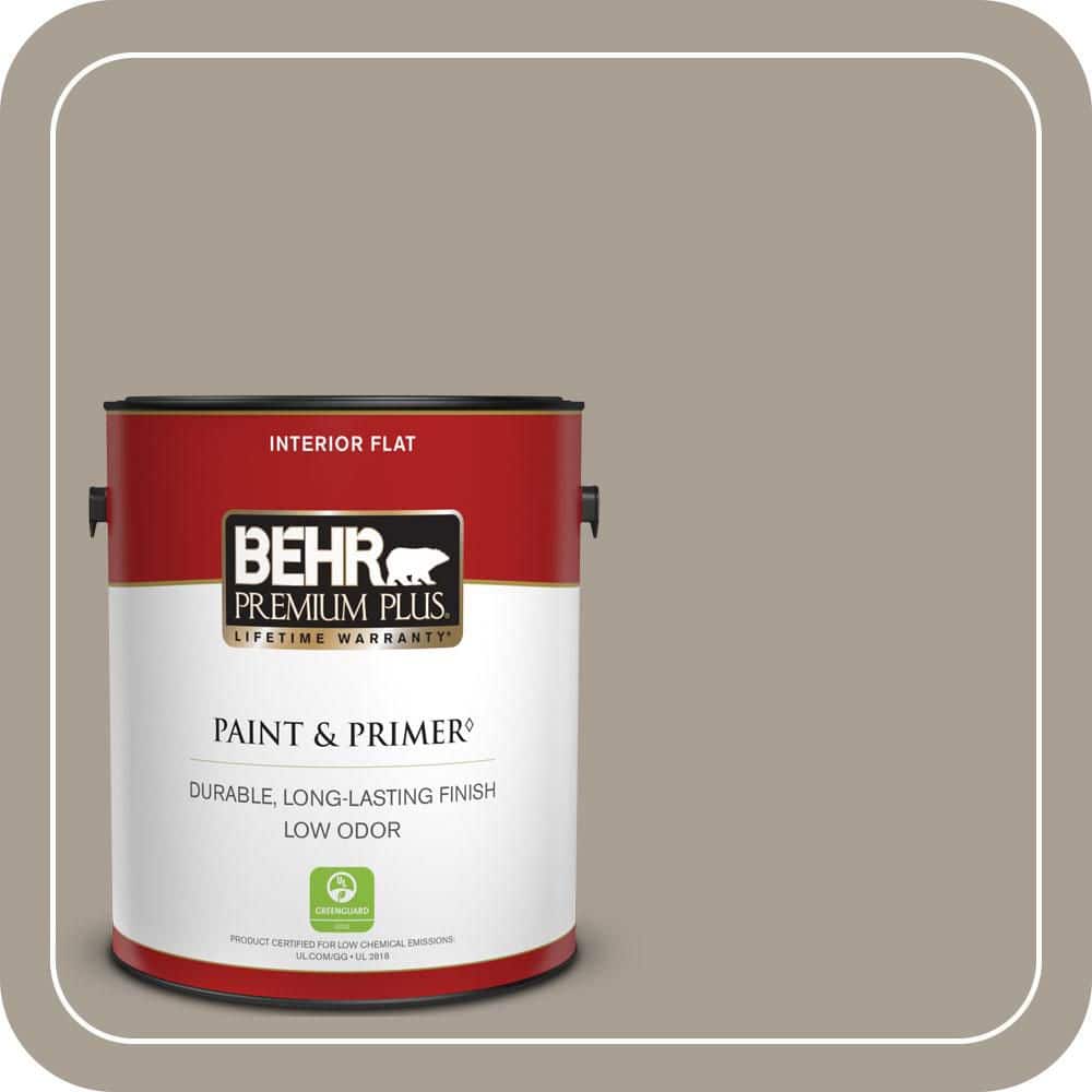 BEHR PREMIUM PLUS 1 gal. #T12-12 Jackal Flat Low Odor Interior Paint & Primer