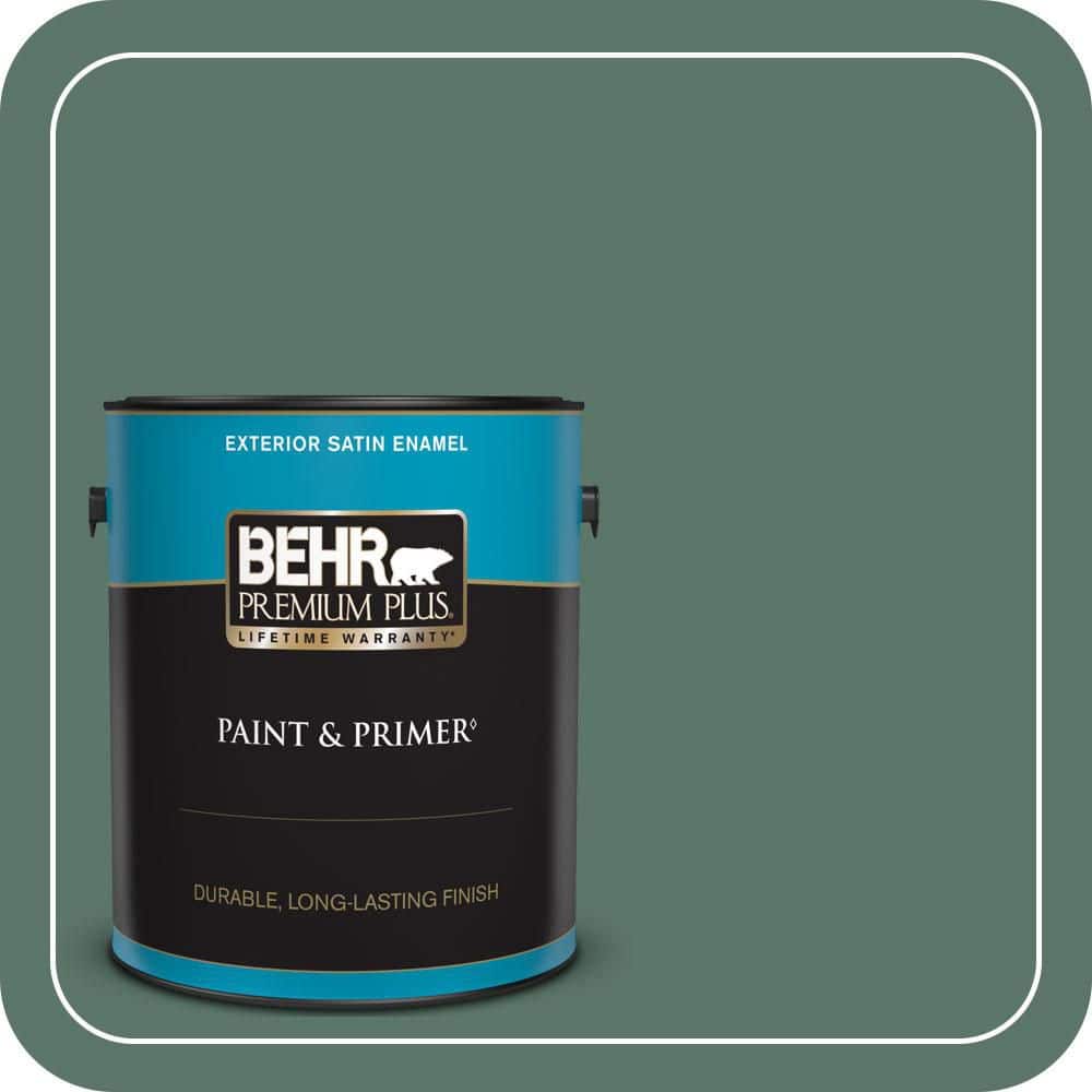 BEHR PREMIUM PLUS 1 gal. #S420-6 Pine Brook Satin Enamel Exterior Paint & Primer