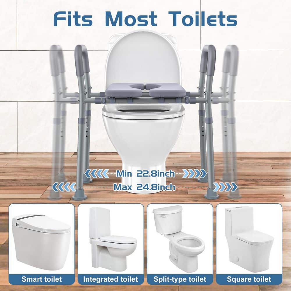 Wudkey Raised Toilet Seat with Handles, Adjustable Height Width, Up to 550 lb. Handicap for Elderly, Pregnant (2)