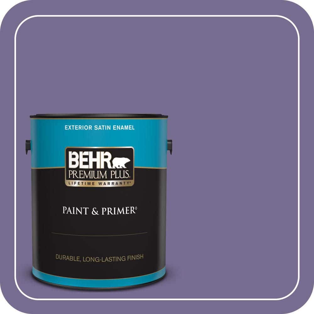 BEHR PREMIUM PLUS 1 gal. #650D-6 Purple Silhouette Satin Enamel Exterior Paint & Primer