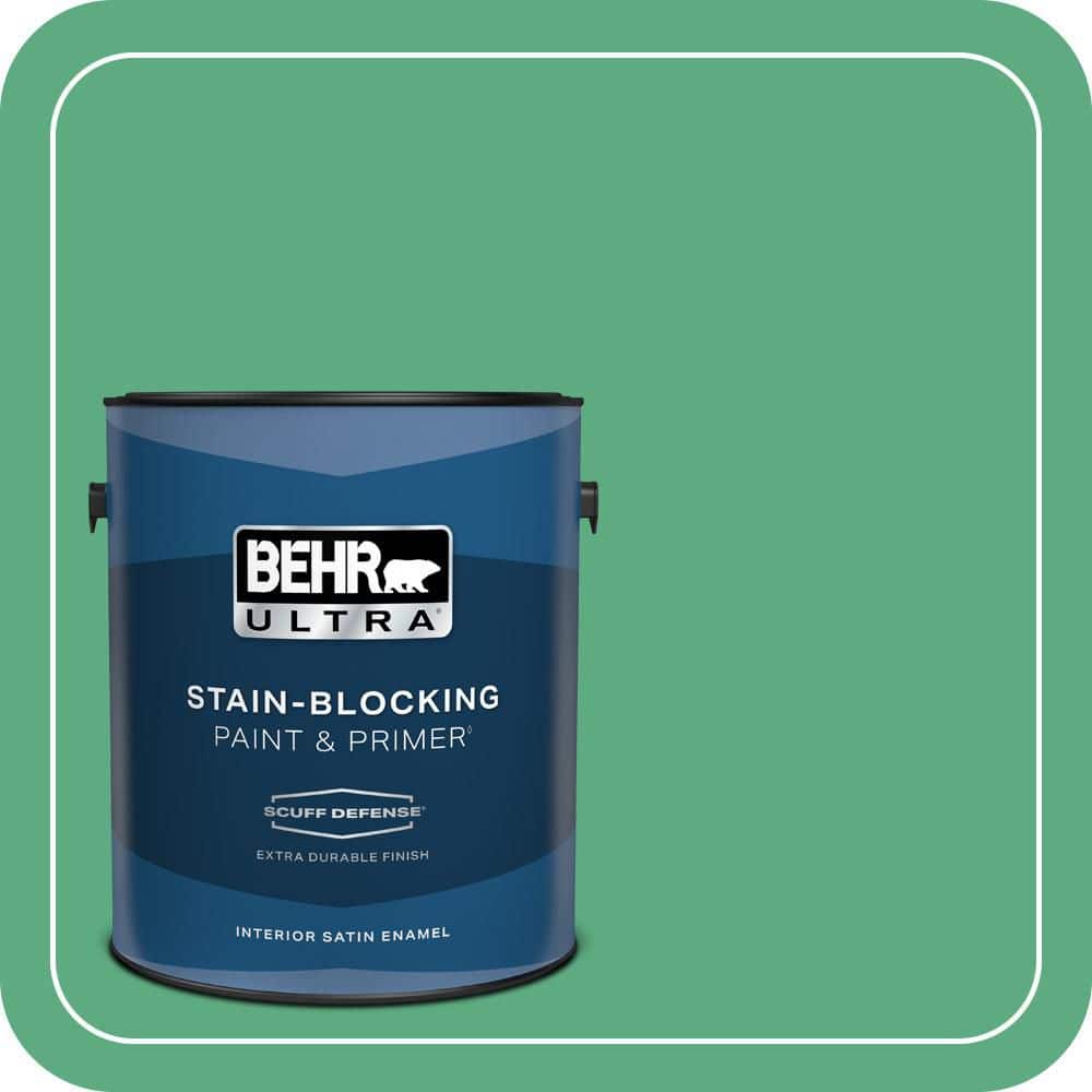 BEHR ULTRA 1 gal. #T14-4 Edgewater Extra Durable Satin Enamel Interior Paint & Primer (1)