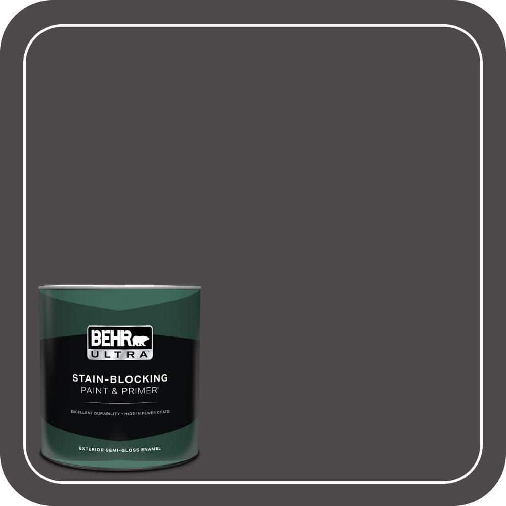 BEHR ULTRA 1 qt. #N530-7 Private Black Semi-Gloss Enamel Exterior Paint & Primer