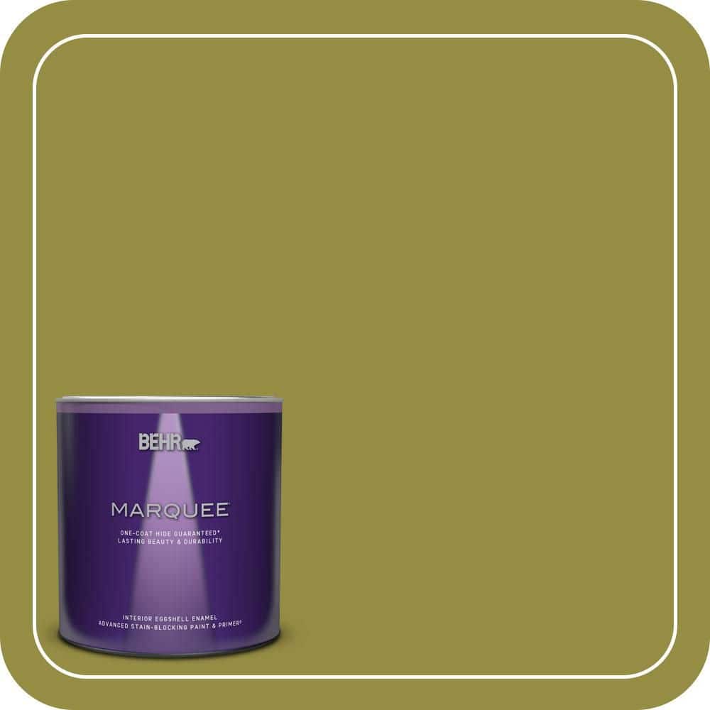 BEHR MARQUEE 1 qt. #PPU9-03 Retro Avocado Eggshell Enamel Interior Paint & Primer