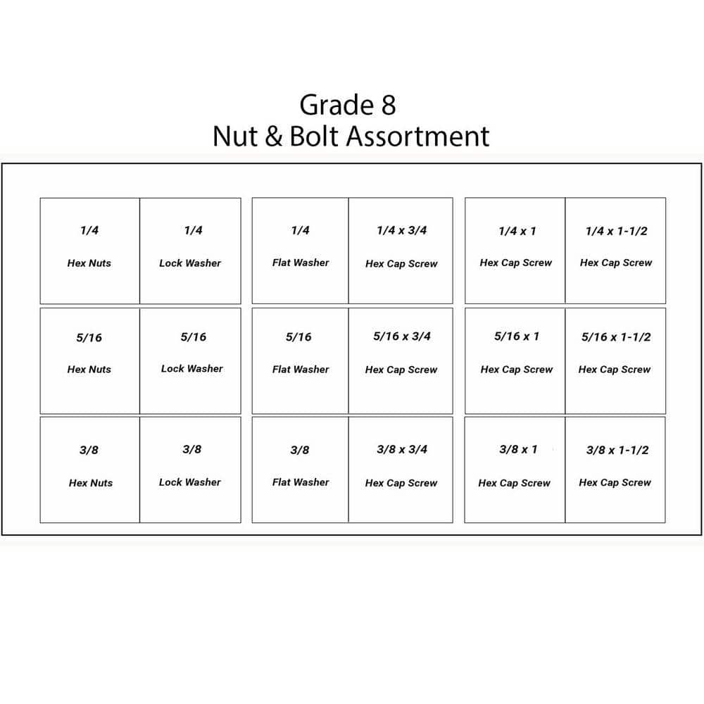 TITAN INDUSTRIAL SUPPLY 425 Piece Grade 8 Coarse Thread Nut and Bolt Kit (2)